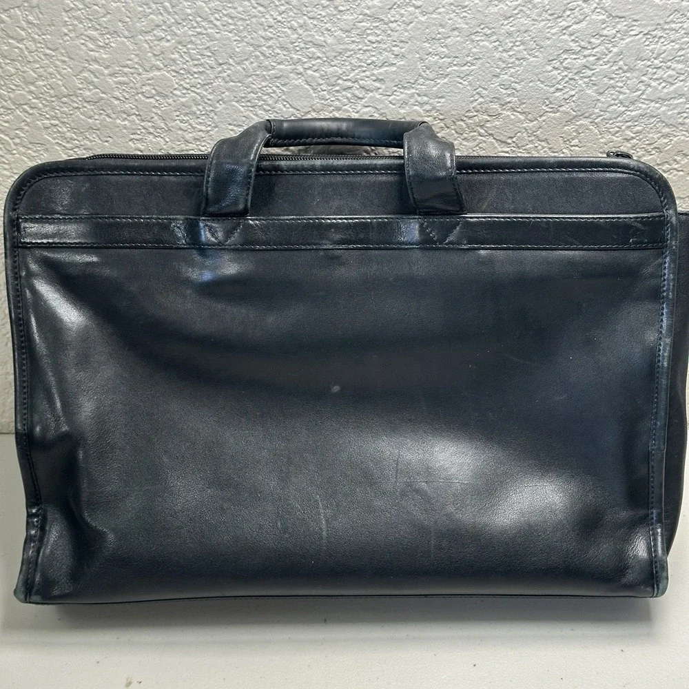 Vintage TUMI 9602D3 Napa Leather Laptop Briefcase Organizer Black Office Work